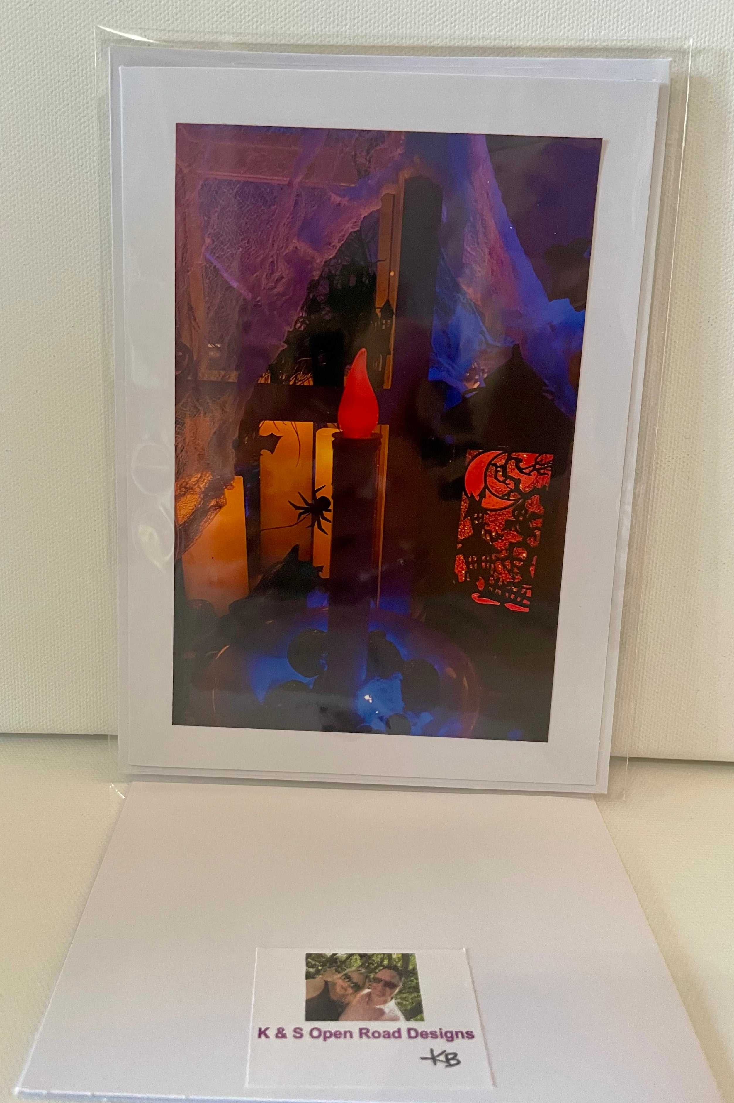 Halloween Lights: 5x7 Blank Card w/ Original 4x6 Photo