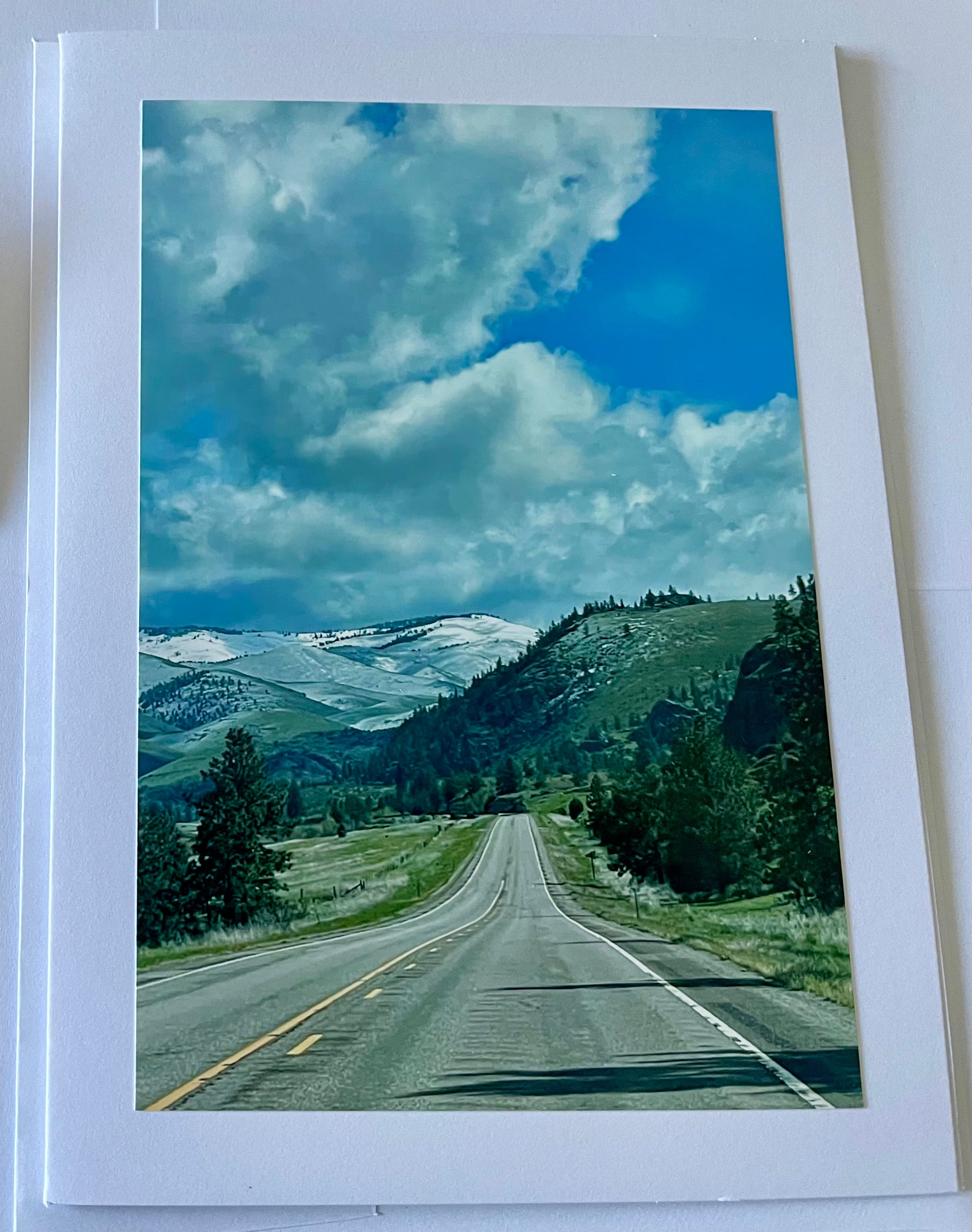 Missoula, MT Mountain Range/Road Photo Greeting Card - 5x7 Greeting Card w/ 4x6 Original Photo